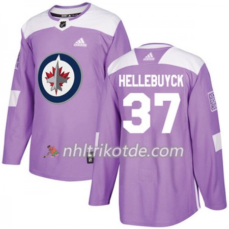 Winnipeg Jets Trikot Connor Hellebuyck 37 Adidas 2017-2018 Lila Fights Cancer Practice Authentic - Herren